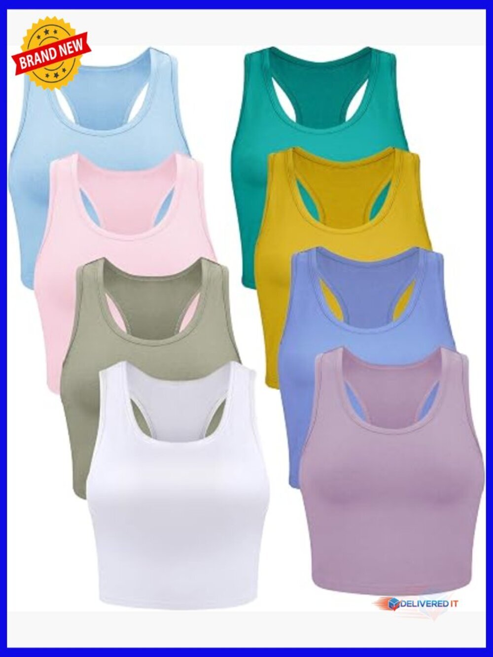 8 Pack Women Crop Tank Tops Sleeveless Racerback Cotton Basic Tees
